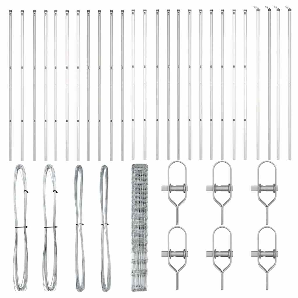 Wildzaun Silber 50 x 1,5 m Verzinkter Stahl